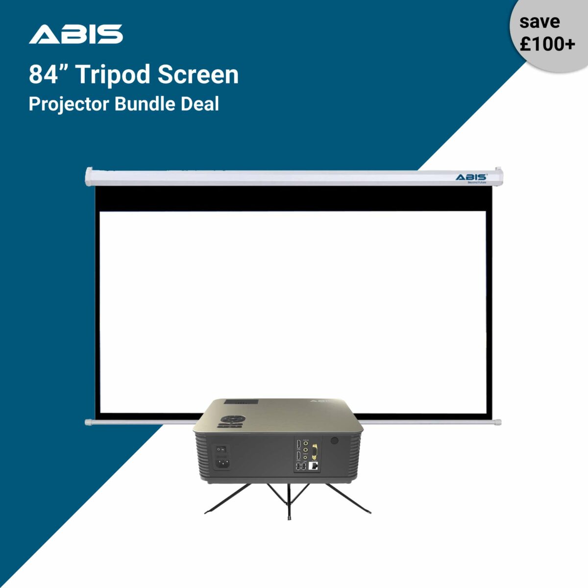 84” Tripod Projector Screen & Projector Bundle - ABIS