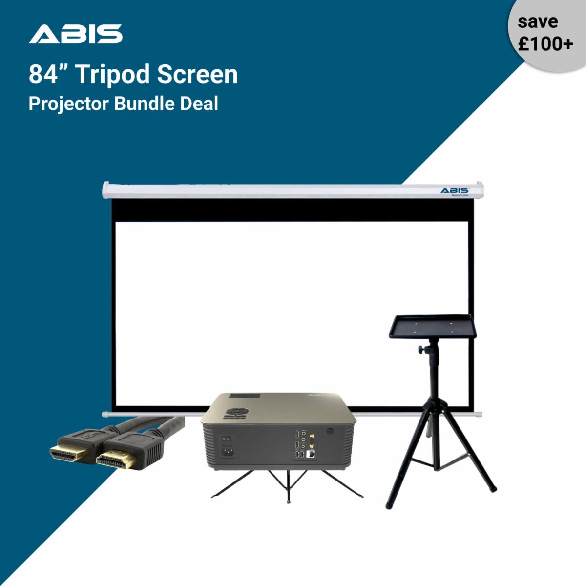 84” Tripod Projector Screen & Projector Bundle-Complete Set - ABIS