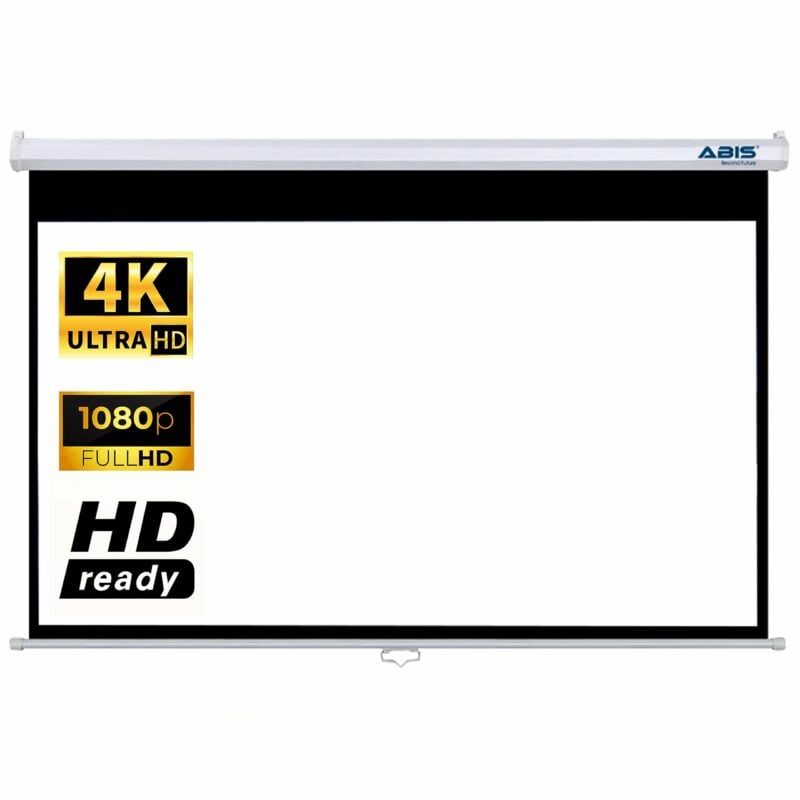 Manual Projector Screen 120" inches 16:9 Aspect Ratio Resolution FHD, 2K to 8K - ABIS