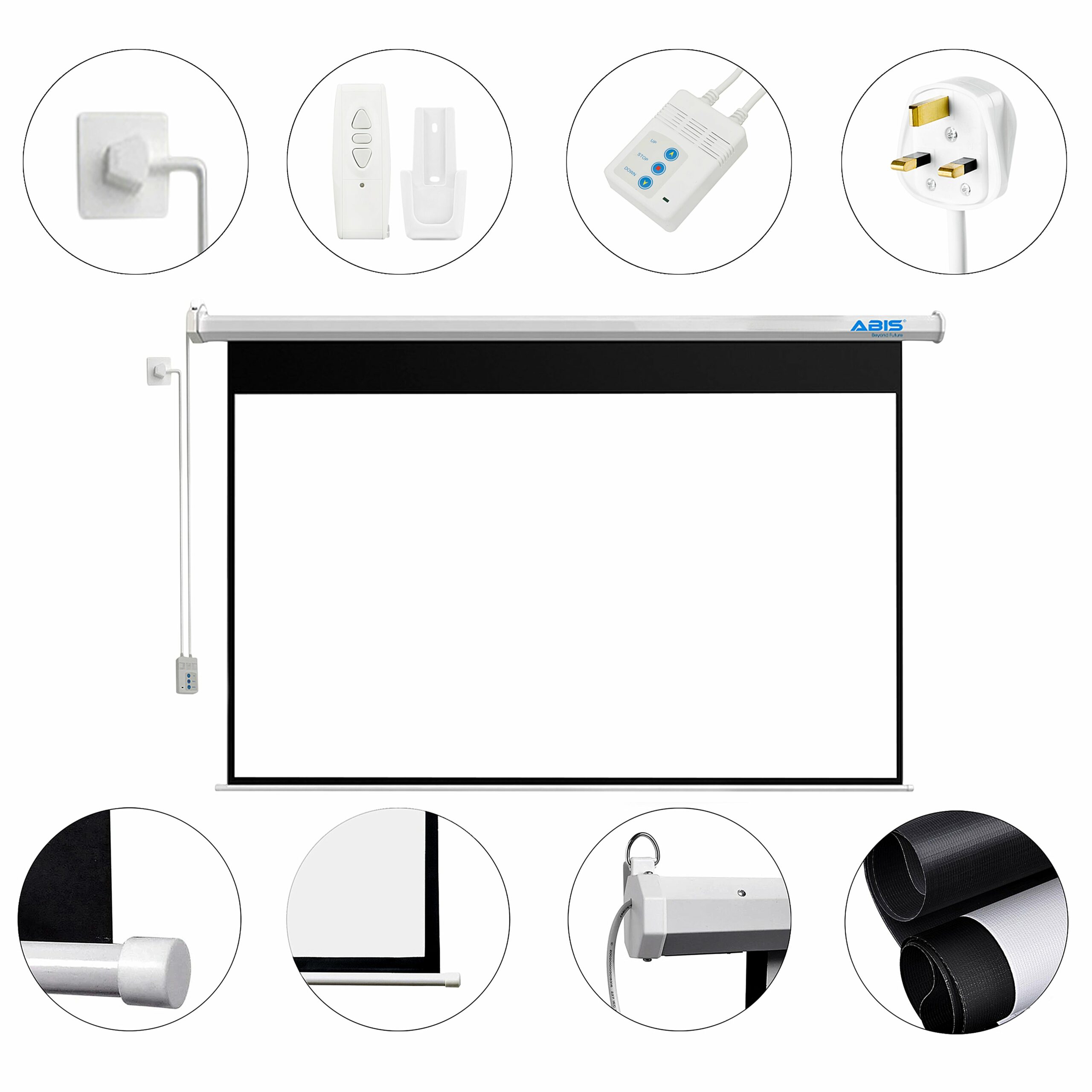 Electric Projector Screen 84 inches 16:9 Aspect Ratio Resolution FHD, 2K  to 8K - ABIS Electronics