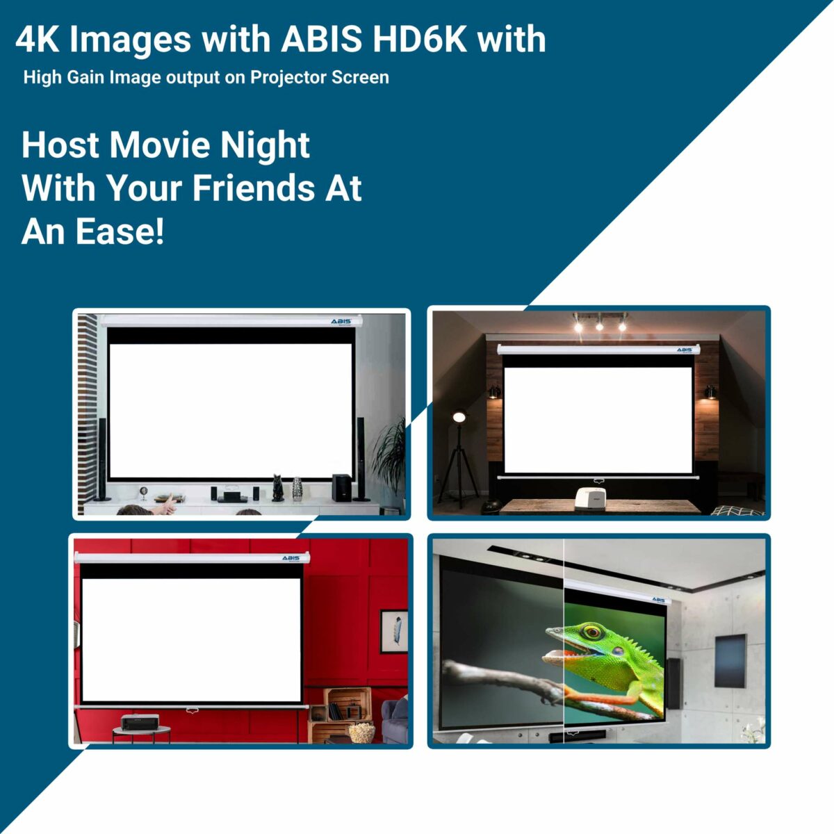 120” Manual Projector Screen & Projector Bundle - Complete Set - ABIS
