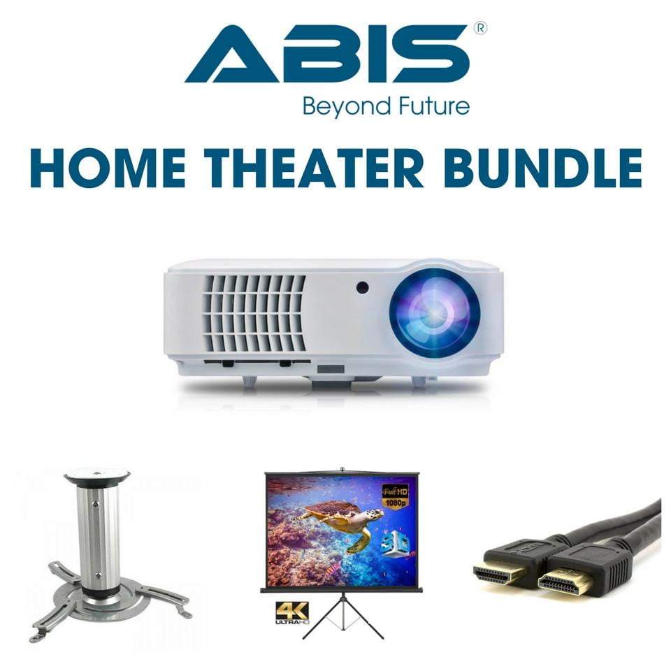 Professional Projector Bundle- Projector + Screen + Ceiling Mount + HDMI Cable - ABIS