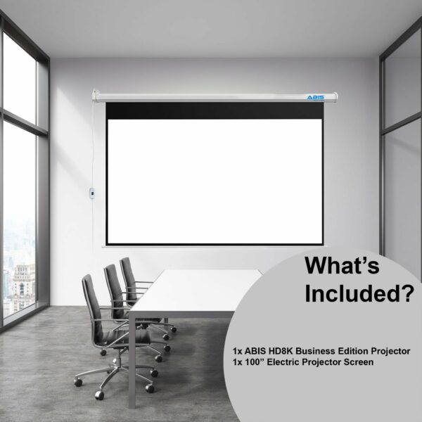 100" Electric Projector Screen & Projector  Bundle for Business - ABIS