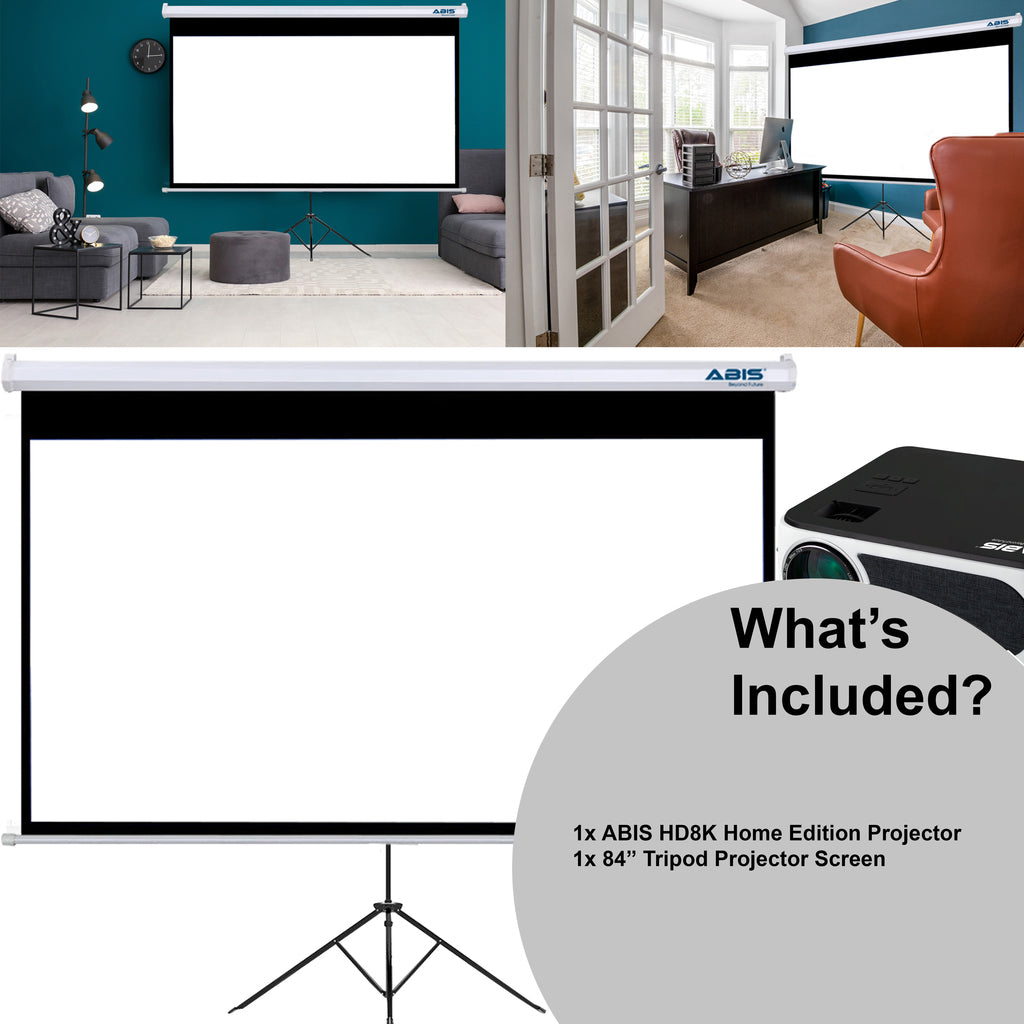84" Tripod Projector Screen & Projector Bundle for Home - ABIS