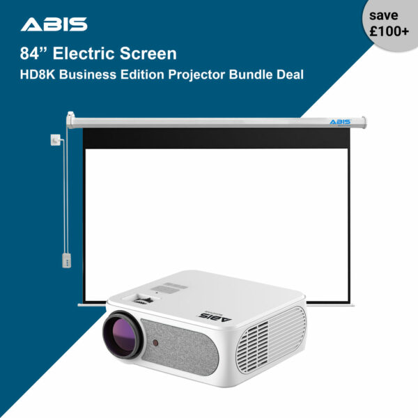 84" Electric Projector Screen & Projector Bundle for Business - ABIS