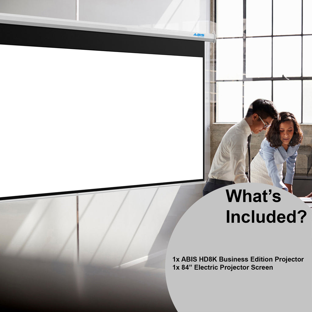 84" Electric Projector Screen & Projector Bundle for Business - ABIS