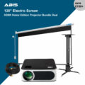 120" Electric Projector Screen & Projector Bundle for Home - Complete Set - ABIS