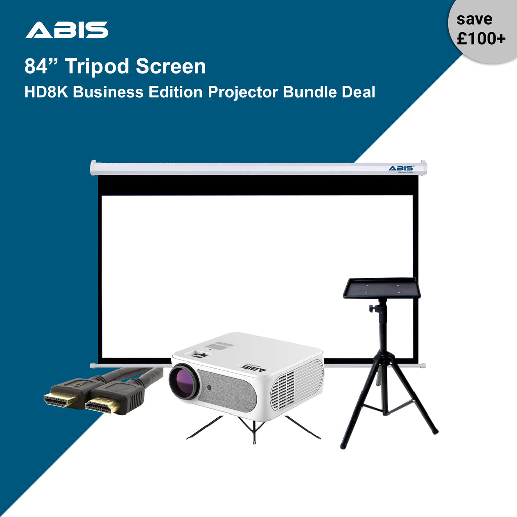 84" Tripod Projector Screen & Projector Bundle for Business - Complete Set - ABIS
