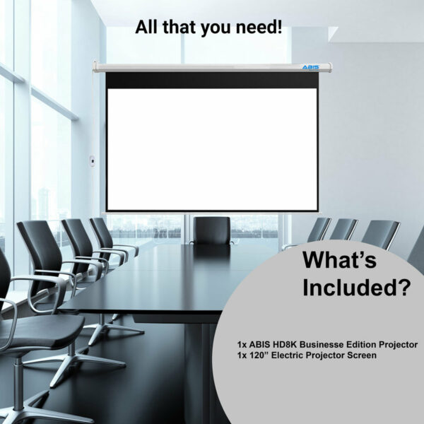120" Electric Projector Screen & Projector Bundle for Business - ABIS