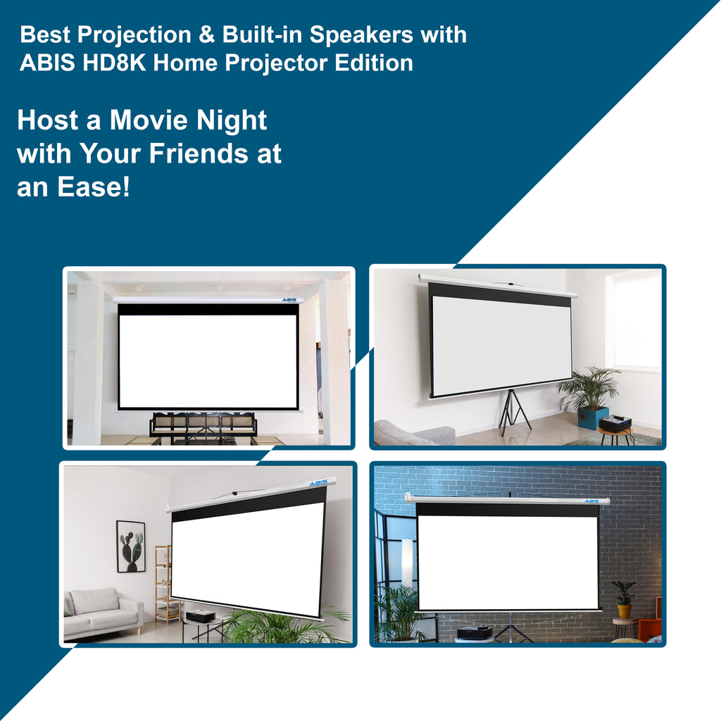 100" Tripod Projector Screen & Projector Bundle for Home - Complete Set - ABIS