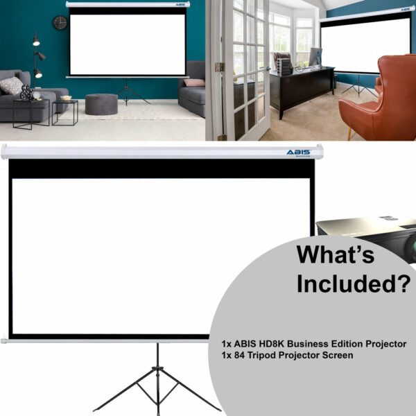 84" Tripod Projector Screen & Projector Bundle for Business - ABIS