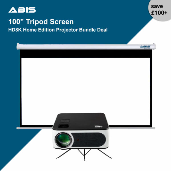 100" Tripod Projector Screen & Projector Bundle for Home - ABIS