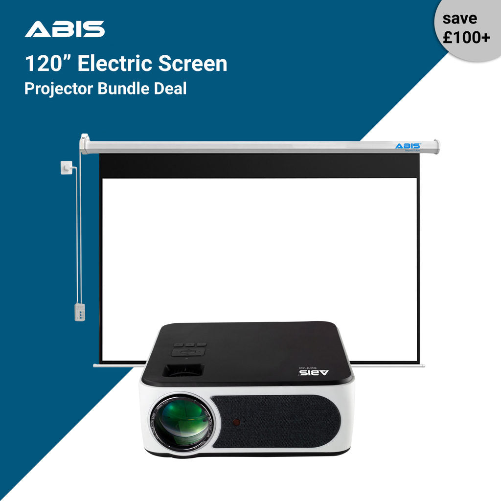 120" Electric Projector Screen & Projector Bundle for Home - ABIS