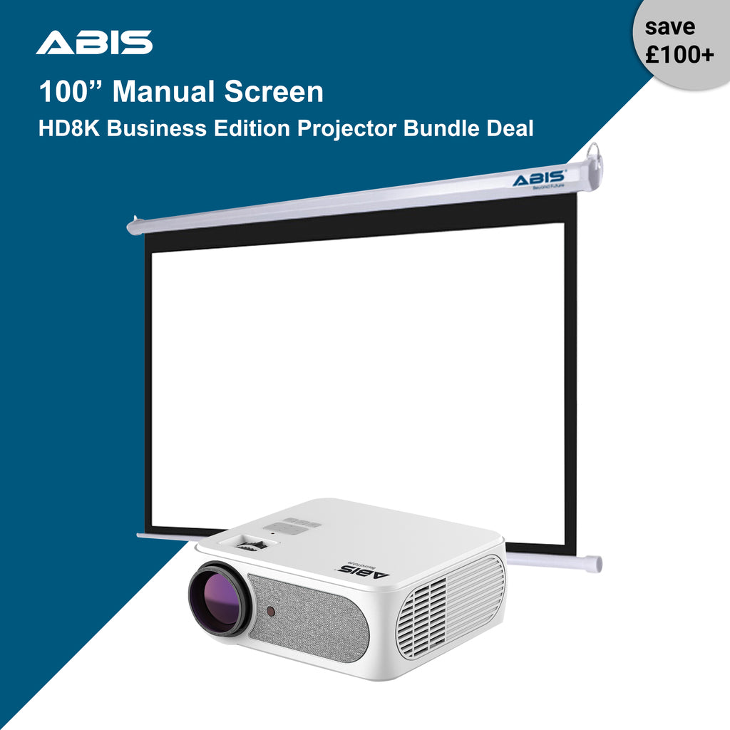 100" Manual Projector Screen & Projector  Bundle for Business - ABIS