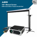 100" Manual Projector Screen & Projector  Bundle for Home - Complete Set - ABIS