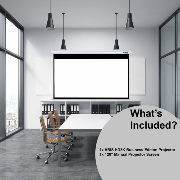 120"Manual Projector Screen & Projector Bundle for Business - ABIS