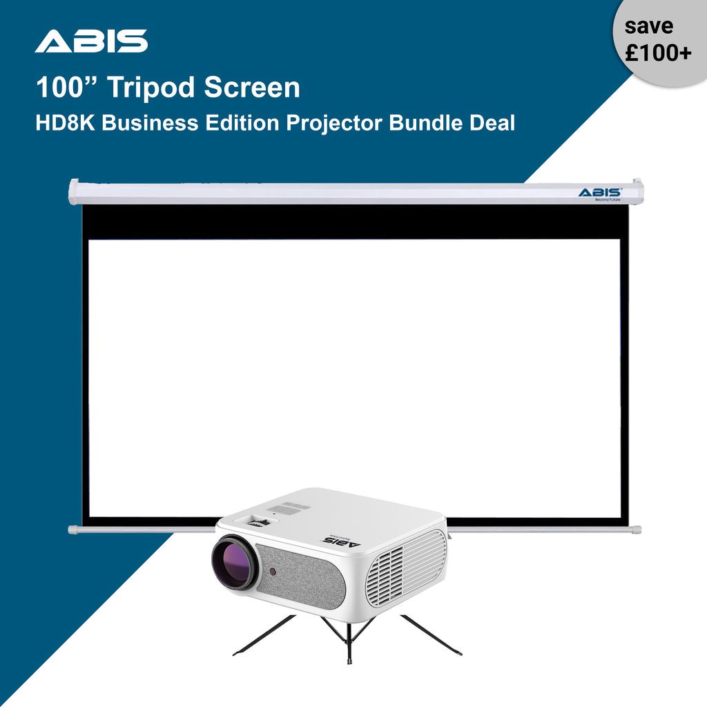 100" Tripod Projector Screen & Projector Bundle for Business - ABIS
