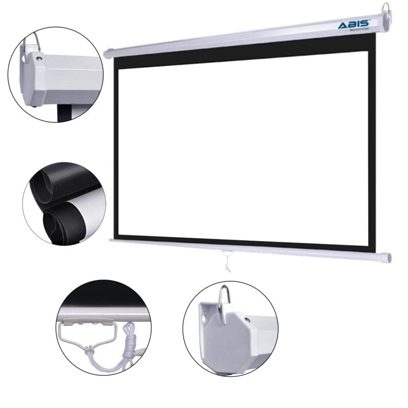 Manual Projector Screen 100 inches 16:9 Aspect Ratio 3D 4K - ABIS