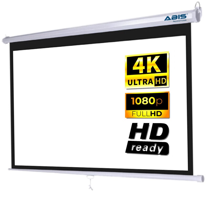 Manual Projector Screen 100" inches 16:9 Aspect Ratio Resolution FHD, 2K to 8K