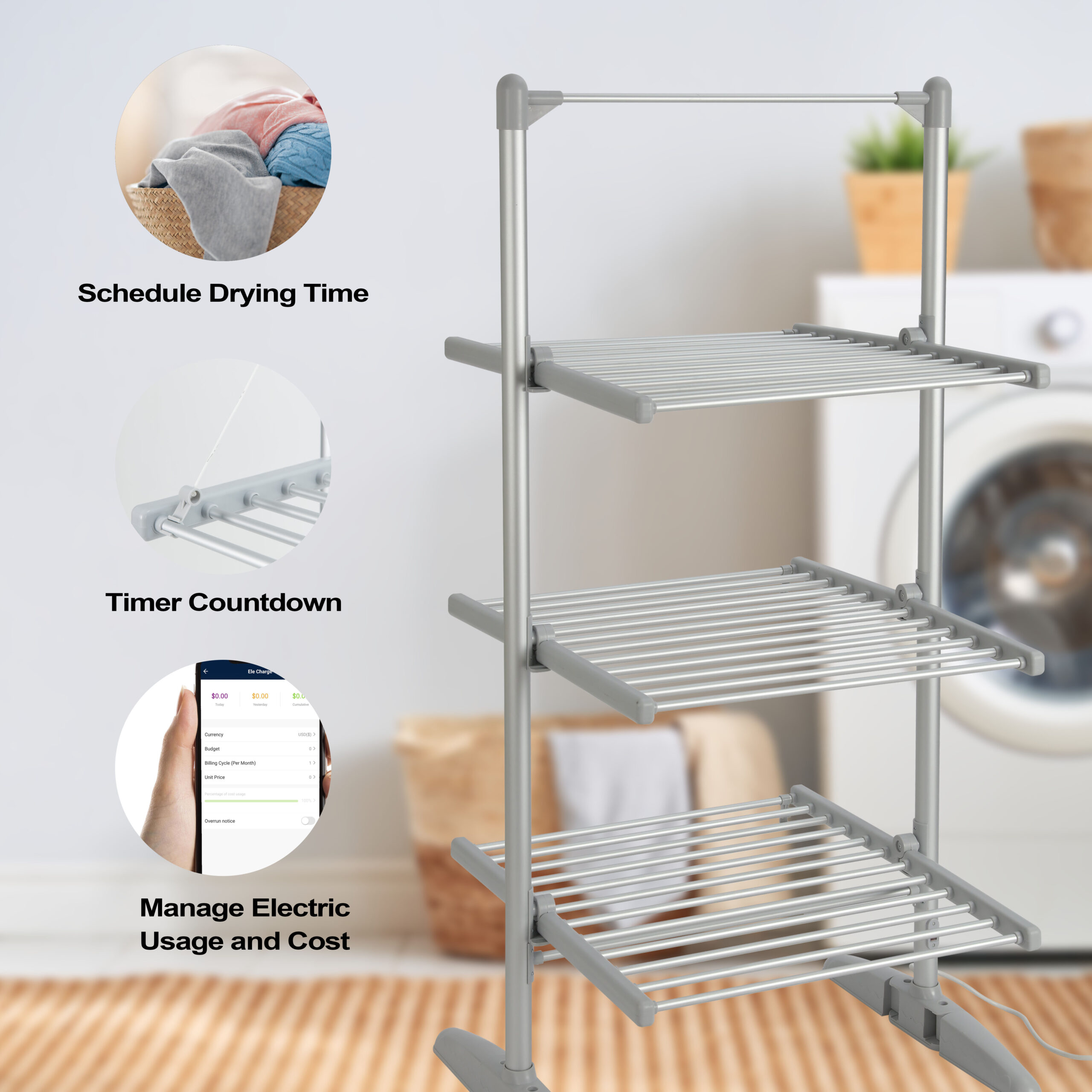 Buy a InnovaGoods Electric Drying Rack 100W Grey - 6 Bars Online